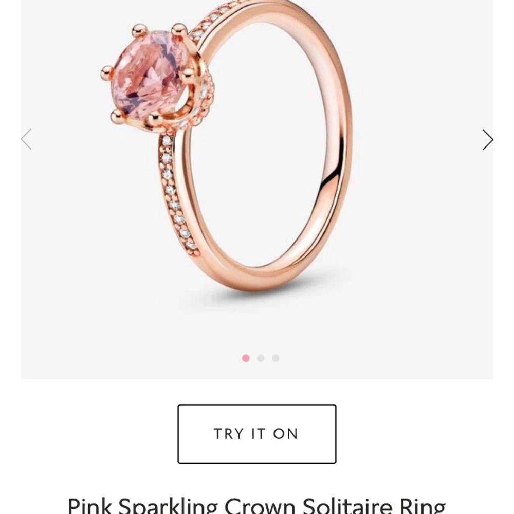 Pink Sparkling Crown Solitaire Ring